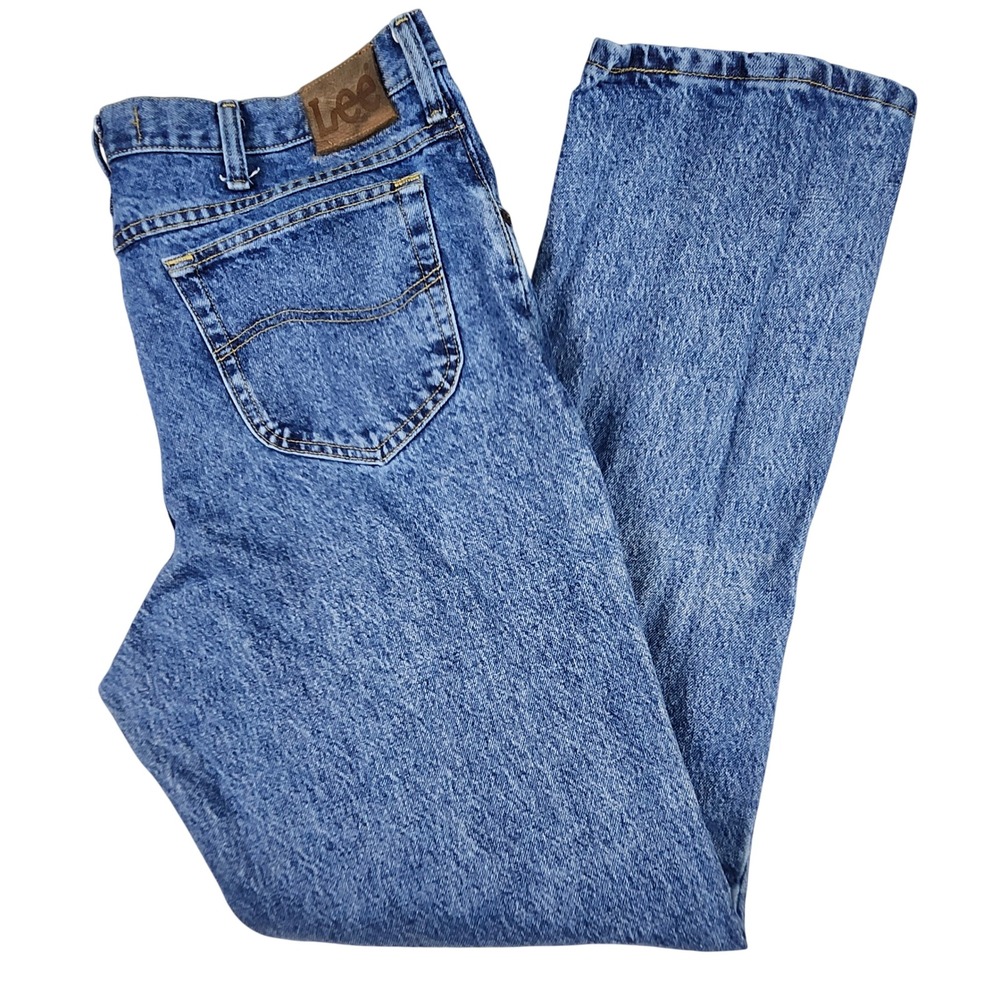 Lee Regular Fit Jeans Mens 40x34 Blue Denim Straight Leg Classic Workwear Dad